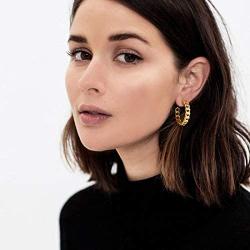 Hoop Earrings,18K Gold Plated 925 Sterling Silver Post Small Hoops,Star|Sunflower|Bamboo|Chain Hoop Earrings for Women Girls,with Gift Box