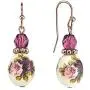 1928 Jewelry Rose Gold Tone Purple Crystal Bead Flower Drop Earrings 1928 Jewelry Rose Gold Tone Purple Crystal Bead Flower Drop Earrings