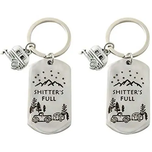 Hibetek Journey Keychain Travel Trailer Camping Keychain Outdoors Mountains Vacation Jewelry Tutor Gift RV Trailer Key Chain Trust The Journey Keychains for Friends Traveller Gift