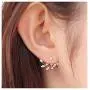 Elensan Rose Gold Leaf with Cz Crystal Ear Cuff Jacket Front Back Stud Earring for Woman Girls
