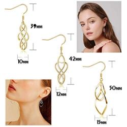 LOYALLOOK 4 Pairs Women Celtic Knot Dangle Earrings Fashion Filigree Teardrop Drop Earring Set,Teardrop Back Earrings Hoop Earrings for Party, Meeting, Dating, Wedding, Daily Wear