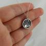 Sterling Silver Camping Charm Necklace with Tent Trees Campfire Moon and Stars, 18'' Chain