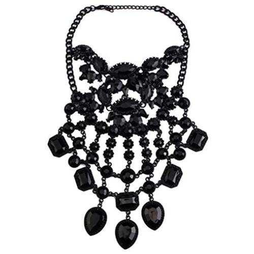 NABROJ Black Statement Necklace for Women Gothic Costume Novelty Fashion Drag Queen Jewelry with Gift Box 1 Pc