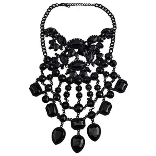 NABROJ Black Statement Necklace for Women Gothic Costume Novelty Fashion Drag Queen Jewelry with Gift Box 1 Pc