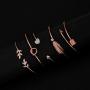 Softones 5pcs Bangle Rose Gold Bracelets for Women Girls Heart|Olive Leaf|Arrow|Feather|Knot Heart Open Cuff Bracelet Set Adjustable
