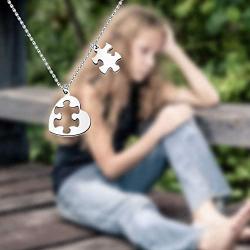 BAUNA Jigsaw Puzzle Piece Autism Awareness Necklace Autism Teacher Gift Mother Autism Gift Autistic Pride Jewelry