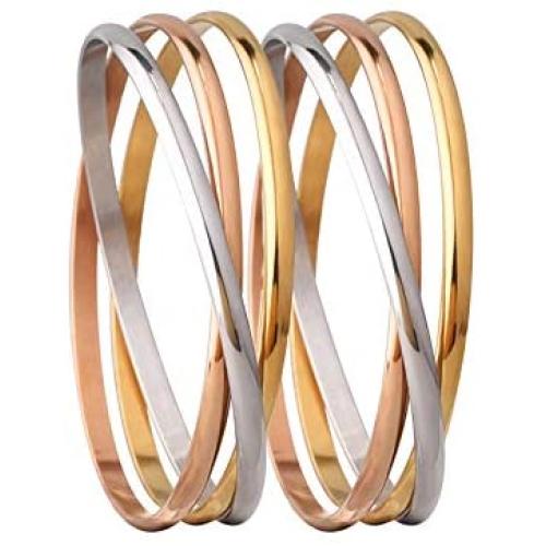 Stainless Steel Gold Rose Gold Silver Bangle Bracelets for Women Cuff Stacking Bracelets