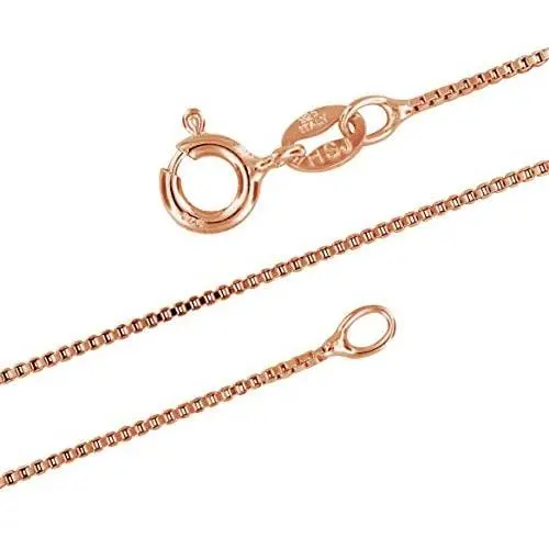 14kt Rose Gold Plated Sterling Silver 1mm Box Chain Necklace Solid Italian Nickel-Free, 16-20 Inch 14kt Rose Gold Plated Sterling Silver 1mm Box Chain Necklace Solid Italian Nickel-Free, 16-20 Inch