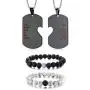 XUANPAI Stainless Steel Matching Puzzle Dog Tag Necklace&His and Hers Yin Yang Distance Beads Bracelet