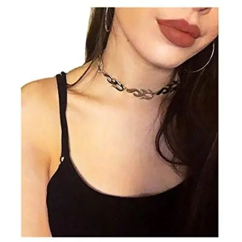 Women Men Harajuku Flame Choker Necklace Punk Rock Hip Hop Chain Necklace Women Men Harajuku Flame Choker Necklace Punk Rock Hip Hop Chain Necklace