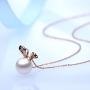 Freshwater Cultured Pearls Cute Animal Rabbit Pendant Delicate Jewelry S925 Sterling Silver Necklace Easter Valentines Day Christmas Anniversary Gift for Girls Women - Rose Gold