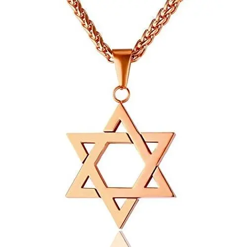 JewelBeauty Star of David Pendant Necklace Stainless Steel Jewish Jewelry for Men Women Religious Free 24'' Chain
