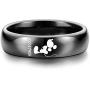 XAHH His and Hers Matching Set Couple Titanium Steel Rings Mickey Mouse Kiss Forever Together Promise Wedding Band Black【Please Buy Two Rings for one Pair】