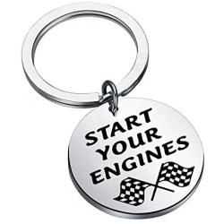 CENWA Race Day Gift Street Racing Gift Start Your Engines Keychain Checkered Flag Jewelry Car Racing Gift Drag Racing Gift