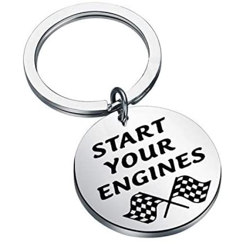 CENWA Race Day Gift Street Racing Gift Start Your Engines Keychain Checkered Flag Jewelry Car Racing Gift Drag Racing Gift