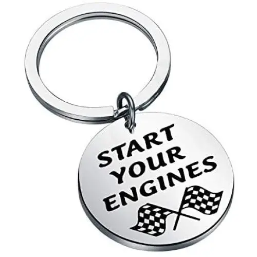 CENWA Race Day Gift Street Racing Gift Start Your Engines Keychain Checkered Flag Jewelry Car Racing Gift Drag Racing Gift