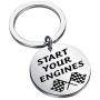 CENWA Race Day Gift Street Racing Gift Start Your Engines Keychain Checkered Flag Jewelry Car Racing Gift Drag Racing Gift