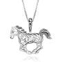 925 Sterling Silver Filigree Horse Pendant Necklace, 18''