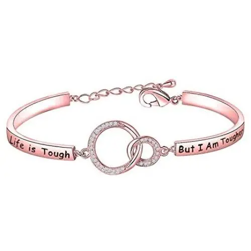 MAOFAED Cancer Survivor Gift Cancer Fighter Gift Life is Tough But I am Tougher Cancer Awareness Inspirational Gift Awareness Ribbon Charm Cancer Survivor Bracelet for Her MAOFAED Cancer Survivor Gift Cancer Fighter Gift Life is Tough But I am Tougher Cancer Awareness Inspirational Gift Awareness Ribbon Charm Cancer Survivor Bracelet for Her