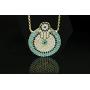 DAHI SHOP Turkish Greek Third Evil Eye Necklace Hamsa Hand of Fatima Delivered With Jewelry Gift Box Natural Gemstone 16'' Chain Gold-tone + 2'' Extender