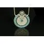 DAHI SHOP Turkish Greek Third Evil Eye Necklace Hamsa Hand of Fatima Delivered With Jewelry Gift Box Natural Gemstone 16'' Chain Gold-tone + 2'' Extender