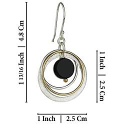 Stera Jewelry 925 Sterling Silver & Gold-Filled Multi Hoops Turquoise or Black Onyx Dangle Earrings