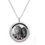 Queenberry Laser Engraved Personalized Photo & Text Message Floating Locket Crystals Necklace Pendant Handmade Love Note Anniversary Wedding Birthday Gift