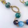 Firstmeet Chunky Crystal Coloured Glaze Beads Long Necklace for Women