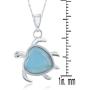 Nautical Turtle Caribbean Natural Larimar Gemstone Heart-Shaped Sterling Silver Pendant 18’’ Necklace Jewelry for Women or Teens