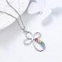 Aurora Tears LGBT Necklace Women 925 Sterling Silver Gay Pride Pendant Rainbow Jewelry