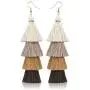 Bohemian Layered Long Pom Pom Tassel Earrings Drop Dangle Tiered Ombre Fringe for Women Teen Girls