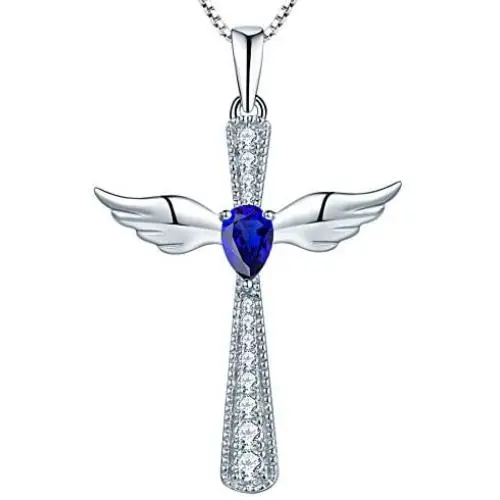 YL Cross Necklace 925 Sterling Silver Angel Wings Pendant Teardrop Cubic Zirconia Criss Jewelry YL Cross Necklace 925 Sterling Silver Angel Wings Pendant Teardrop Cubic Zirconia Criss Jewelry