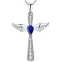 YL Cross Necklace 925 Sterling Silver Angel Wings Pendant Teardrop Cubic Zirconia Criss Jewelry YL Cross Necklace 925 Sterling Silver Angel Wings Pendant Teardrop Cubic Zirconia Criss Jewelry