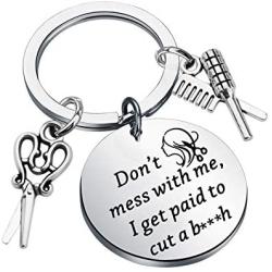 BLEOUK Funny Hair Stylist Gift Hairdresser Gift Funny Hairdresser Keychain Cosmetology Graduation Gift Hair Cutter Barber Gift