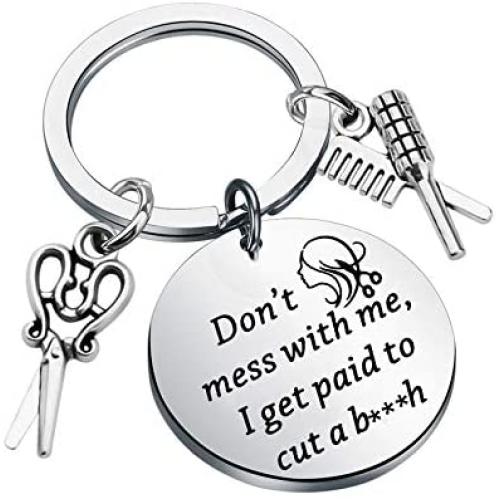 BLEOUK Funny Hair Stylist Gift Hairdresser Gift Funny Hairdresser Keychain Cosmetology Graduation Gift Hair Cutter Barber Gift