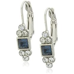 1928 Jewelry Square with Clear Crystal Accent Petite Drop Earrings