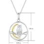 Bellrela 925 Sterling Silver Owl on The Branch Cresent Moon Pendant Necklace,18+2rolo Chain
