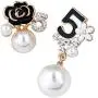 Faux Imitation Pearl White Black Floral Dangle Drop Earrings Studs Faux Imitation Pearl White Black Floral Dangle Drop Earrings Studs