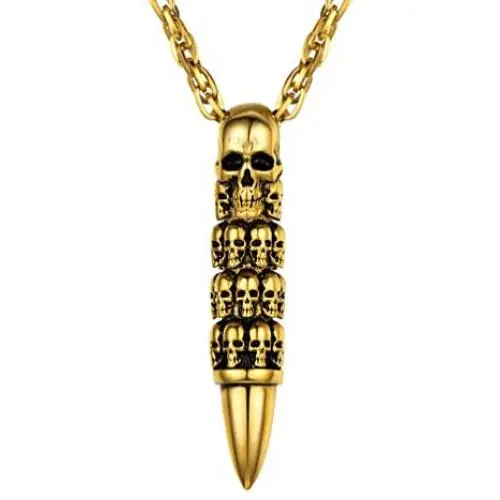 Skull Bullet Necklace/Skull Feather Necklace/Skull Necklace, Stainless Steel Gothic Punk Statement Jewelry for Men/Women, Come Gift Box Skull Bullet Necklace/Skull Feather Necklace/Skull Necklace, Stainless Steel Gothic Punk Statement Jewelry for Men/Women, Come Gift Box