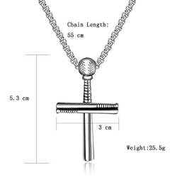 FANCIME Mens Religious Large Baseball Crucifix Cross Necklace Long Couple Lovers Pendant Yellow/White Gold Plated Christian Jewelry Gift for Mens Boys Woman Teen Girls,53/32/13mm