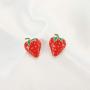 Red Dripping Oil Cute Strawberry Earrings Necklace Set for Girls Sweet Small Fresh Fruit Strawberry Pendant Necklace Stud Earrings for Women