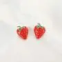Red Dripping Oil Cute Strawberry Earrings Necklace Set for Girls Sweet Small Fresh Fruit Strawberry Pendant Necklace Stud Earrings for Women Red Dripping Oil Cute Strawberry Earrings Necklace Set for Girls Sweet Small Fresh Fruit Strawberry Pendant Necklace Stud Earrings for Women