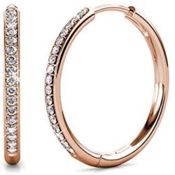 St.Claire Earrings for Women 18K Gold Plated Hoop Swarovski Crystal Drop Dangle Earrings Best Silver Hoops for Women Sparkle Round Hoops for Ladies Hoop Earrings, Lightweight