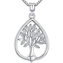 Tree of Life Necklace Sterling Silver, Teardrop Family Tree Pendant Charm with 18 Inch Chain, Celtic Knot Tree of Life Jewelry Necklace for Women,Birthday Gifts for Mom with Fine Jewelry Gift Box