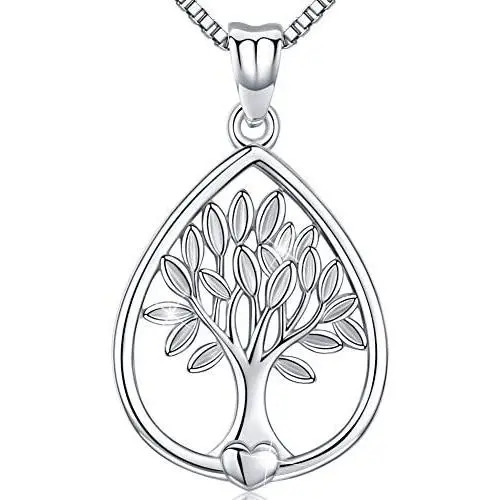 Tree of Life Necklace Sterling Silver, Teardrop Family Tree Pendant Charm with 18 Inch Chain, Celtic Knot Tree of Life Jewelry Necklace for Women,Birthday Gifts for Mom with Fine Jewelry Gift Box Tree of Life Necklace Sterling Silver, Teardrop Family Tree Pendant Charm with 18 Inch Chain, Celtic Knot Tree of Life Jewelry Necklace for Women,Birthday Gifts for Mom with Fine Jewelry Gift Box