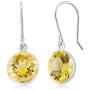 Gem Stone King 925 Sterling Silver Citrine Dangle Earrings For Women, 4.00 Cttw, Gemstone Birthstone Round 9MM