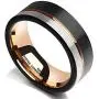 King Will LOOP Tungsten Carbide Wedding Band 6mm/8mm Rose Gold Line Ring Black and Silver Brushed Comfort Fit