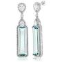 Gem Stone King 925 Sterling Silver Simulated Aquamarine Art Deco Dangle Earrings For Women (12.00 Cttw 2 Inch)