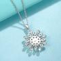 FANCIME White Gold Plated 925 Sterling Silver Blue/White CZ Cubic Zirconia Snowflake Pendant Necklace Stud Drop Dangle Earrings Set Gift For Women