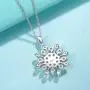 FANCIME White Gold Plated 925 Sterling Silver Blue/White CZ Cubic Zirconia Snowflake Pendant Necklace Stud Drop Dangle Earrings Set Gift For Women